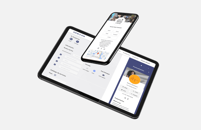 Dispositivos con soluciones QRMOON: códigos QR y vCards digitales